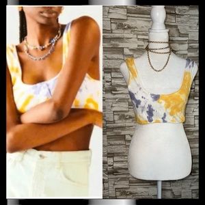 ZARA Medium Multi-Color Tie Dye Ribbed Sleeveless Crop Top